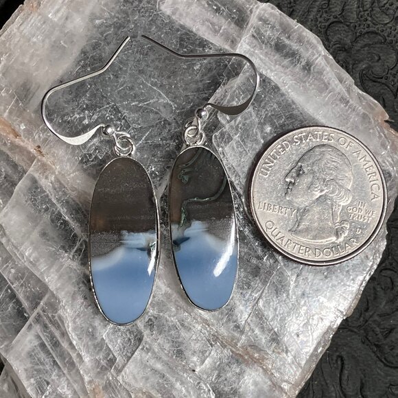 Common Blue Opal Earrings Stone Crystal Jewelry - Picture 10 of 10